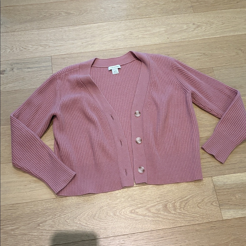 Club Monaco Dusty Pink Ribbed Cardigan